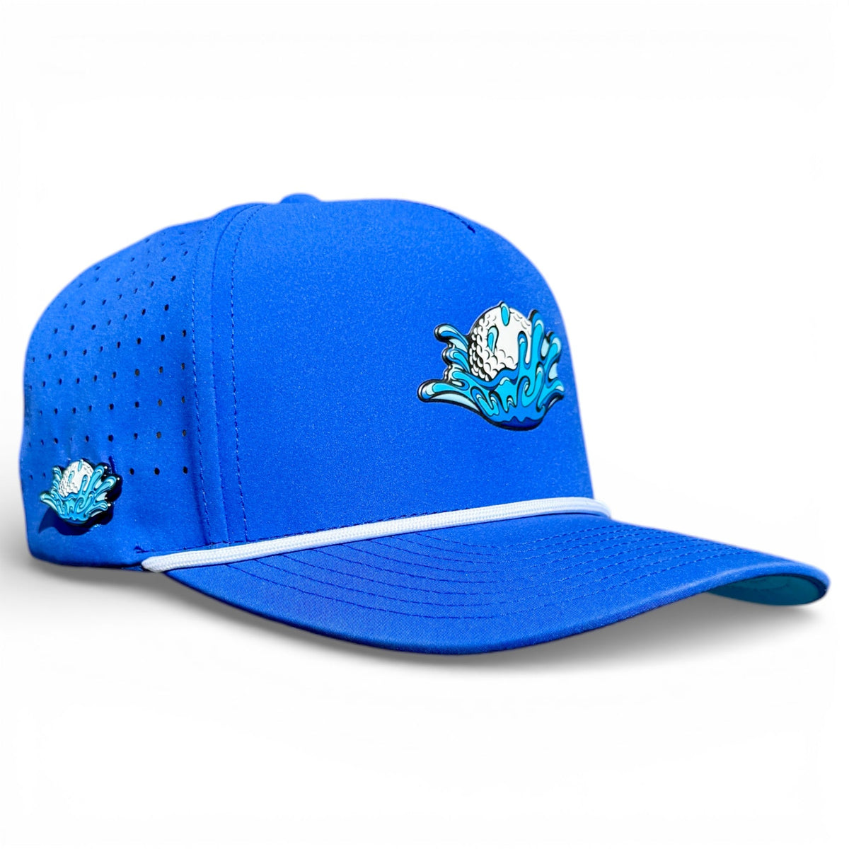 Water Ball Golf Hat | Snapback Cap | Built-in Magnetic Ball Marker Holder + Marker Included | Adjustable Blue
