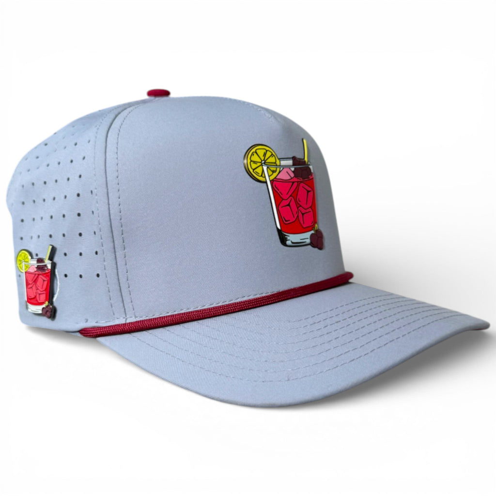 Transfusion Golf Hat | Snapback Cap | Built-in Magnetic Ball Marker Holder + Marker Included | Adjustable Light Gray