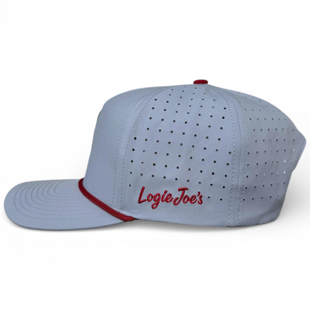 Transfusion Golf Hat | Snapback Cap | Built-in Magnetic Ball Marker Holder + Marker Included | Adjustable Light Gray