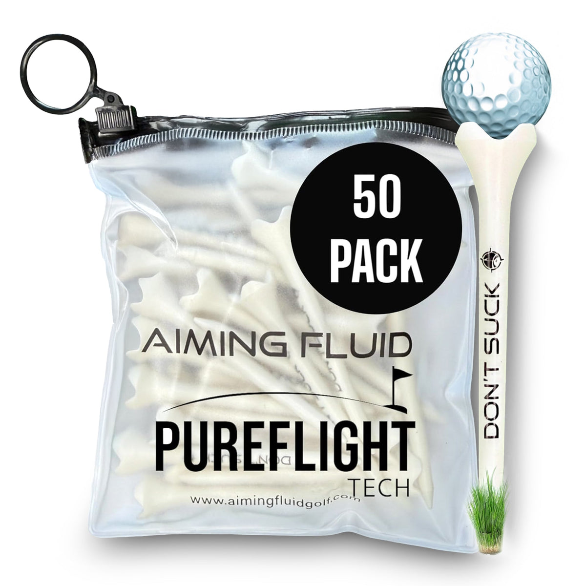 DON’T SUCK™ Golf Tees – PureFlight™ 4-Prong Design (50-Pack)