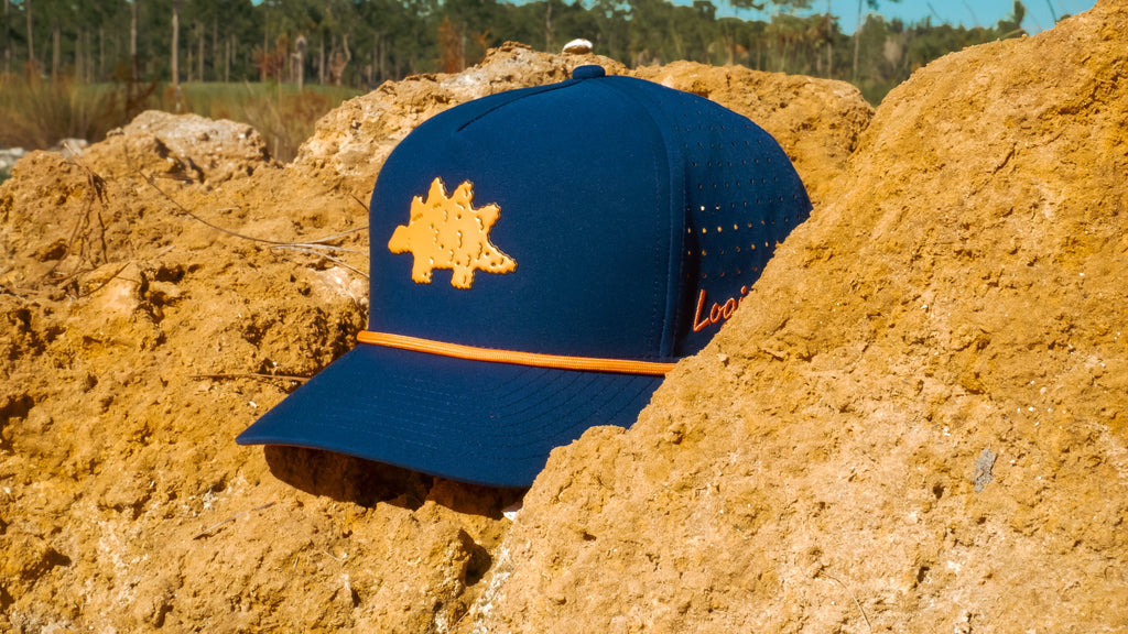 Dino Nugget Golf Hat | Snapback Cap | Built-in Magnetic Ball Marker Holder + Marker Included | Dinosaur Chicken | Adjustable