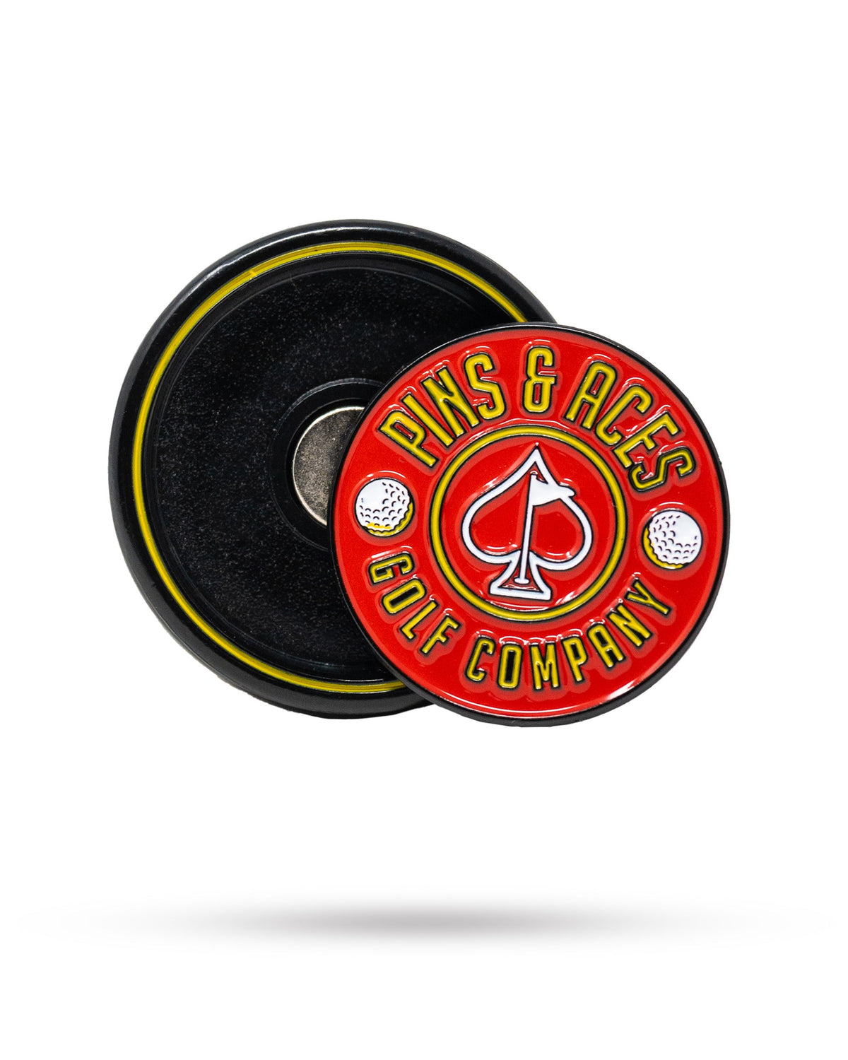 Pop Out Medallion Red Ball Marker by Pins & Aces