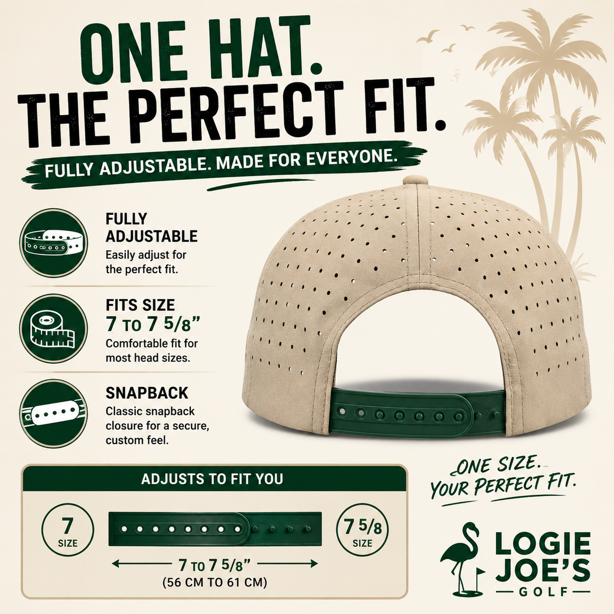 Tiki Bear Golf Hat | Snapback Cap | Built-in Magnetic Ball Marker Holder + Marker Included | Adjustable Multicolor